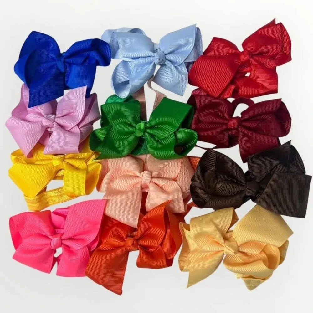 Baby Girl Bow Headbands Excellent Condition Pink Purple Brown Tan Orange‎ & More